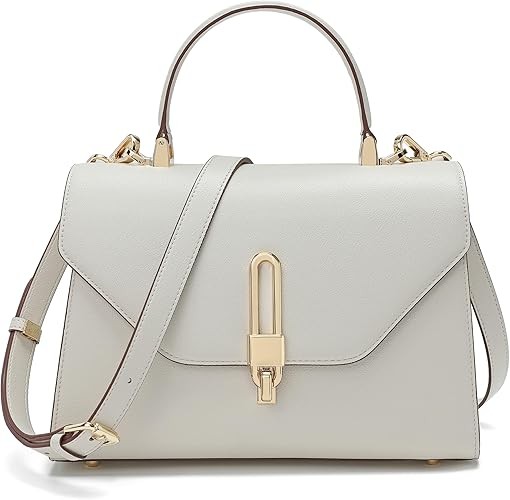 Top Handle Bag Fashion Leather Satchel Bag for Ladies, Zipper Pocket, Metal，Leather tote bag for Women.