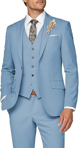 Wangyue Mens Suit 3 Piece Slim Fit Suit for Men Formal Business Suit Wedding Groom Prom Tuxedo Dinner Party