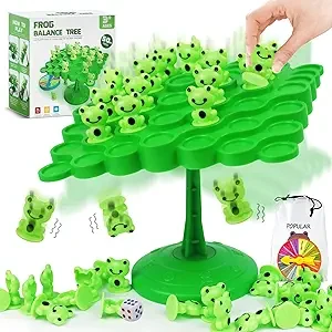 Juguetes de equilibrio de rana kykake, juego de equilibrio en árbol de dos jugadores, rompecabezas de mesa interactivo familiar Montessori para padres e hijos, tablero de ranas para niños y adultos