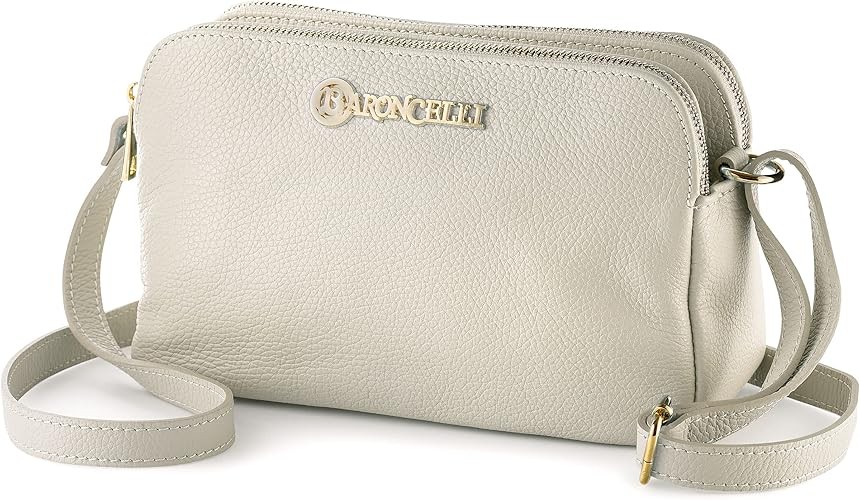 Baroncelli Crossbody Bag Made in Italy with Long Stripe Genuine Italian Soft Leather